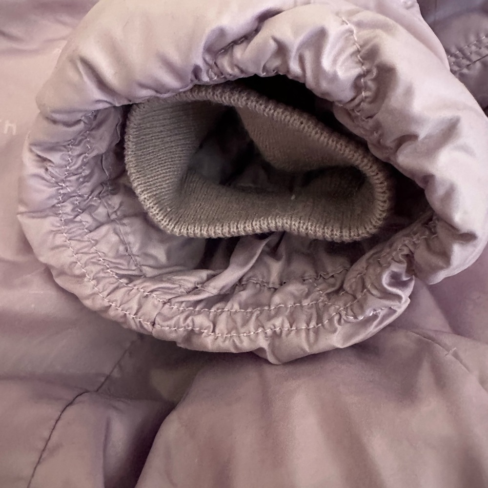 Real Fur Real Down Lavender Puffer Jacket Detachable Hood Pockets L - Picture 12 of 13